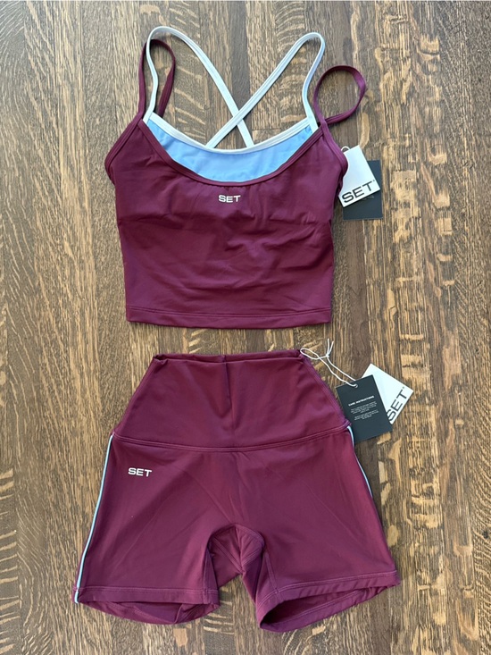 SET Active Pants - SET Active Cami and Shorts in Coaster- size xs